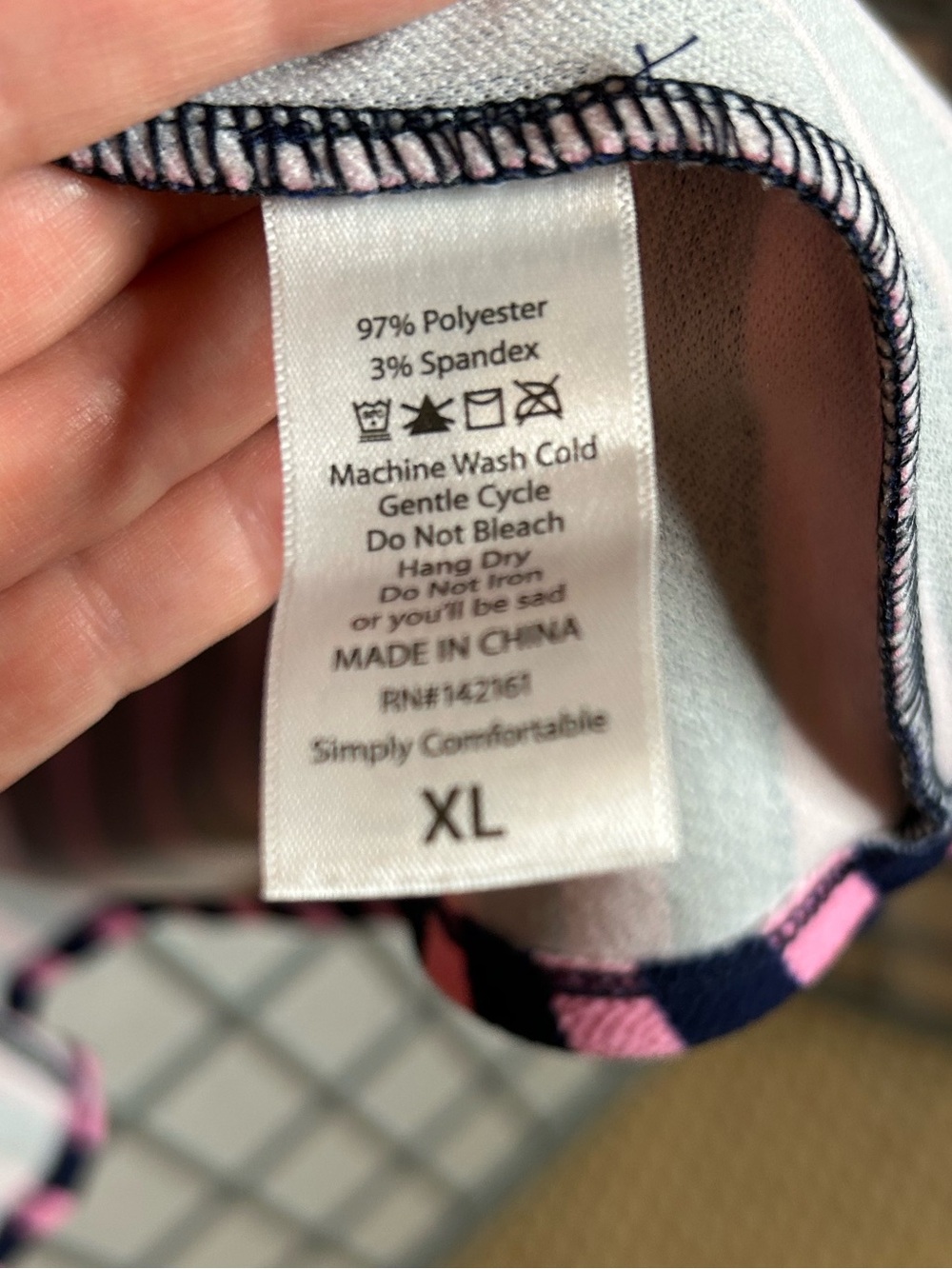 LuLaRoe Amelia Navy Floral Short-Sleeve Dress with Pink Stripe Hem - Picture 4 of 5
